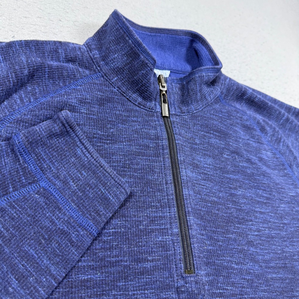 Tommy Bahama Reversible Quarter Zip Pullover Blue Heathered Knit Mens XL